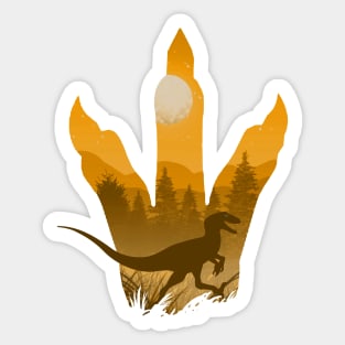 Utahraptor Gold Silhouette Mountain Design Sticker